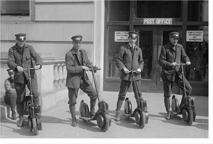   In this age of mechanized transport, DC Postmen are given Autoped Scooters to help insure that these couriers swiftly complete their appointed rounds.